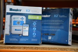 Two boxed as new Hunter 14 station Wi-Fi capable irrigation controllers.