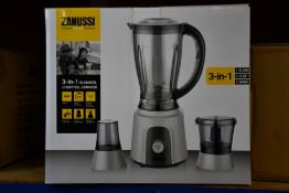 A new Zanussi Grey 3 in 1 blender, chopper, grinder (ZBL 853GC).