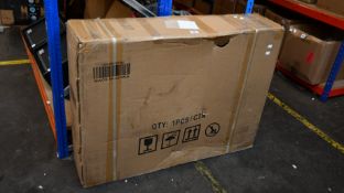 A boxed as new exercise spin bike (Model unknown).