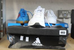 Three pairs of as new Adidas trainers; Continental 80 (UK 10), Handball Spezial (UK 11) and