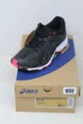 A pair of women's as new Asics Netburner Professional FF trainers (UK 4).