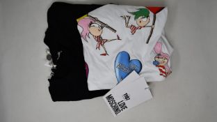 Two as new Love Moschino T-shirt dresses (Sizes 40, 46).