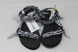 Three pairs of Arizona Love Trekky zebra print sandals (Size 38 - RRP £44 each).