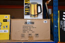 Six new Yellow Zanussi 1.7L, 2200W cordless kettles (ZEK - 1240).