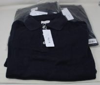 Three as new Sirplus navy organic cotton long sleeve polo shirts (All M - RRP £95 each).