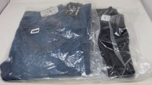 Two pairs of as new True Religion Ricky jeans (Sizes 33, 34).