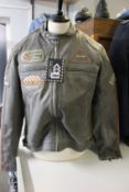 An as new Gallanto British Classic Badges leather biker style jacket (XXL).