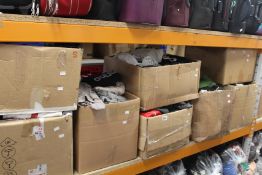 Eight boxes of assorted pre-owned clothing and related items.