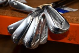 A set of six as new Mizuno JPX 919 5,6,7,8,9 and pitch golf clubs, all with N.S.PRO modus3 tour