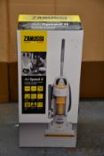 A new Zanussi Air Speed ll bagless cyclonic upright vacuum cleaner (ZAN2020UR).