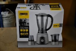 A new Zanussi Grey 3 in 1 blender, chopper, grinder (ZBL 853GC).