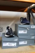 Three pairs of as new New Balance trainers; MS327BCK (UK 5) and two pairs of CM997HCE (UK 9).