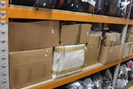 Seven boxes of pre-owned clothing and related items.