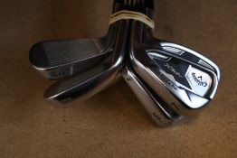 A set of pre-owned Callaway Apex forged iron 5,6,7,8,9 and pitch golf clubs (All Right-handed, three