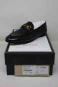 A pair of as new Gucci Joradaan leather loafers (EU 37 - RRP £575).