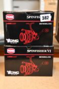 Two boxed as new Penn Spinfisher VI SSVI 6500 longcast fishing reels.