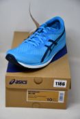 A pair of as new Asics Metaracer trainers (UK 9).