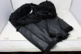 A women's as new French Connection Toscana black sheepskin/leather coat (S - RRP £900).
