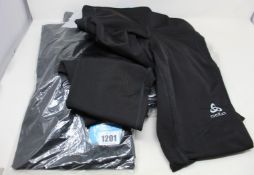 Three pairs of men's as new Odlo Essentials WARM tights (S, M, L) and two pairs of women's