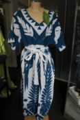 An as new Farm Rio blue patchwork embroidered dress (S - RRP £220).