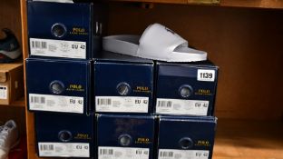 Seven pairs of as new Ralph Lauren Cayson slides (All UK 8).