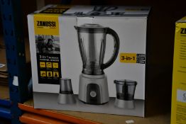 A new Zanussi Grey 3 in 1 blender, chopper, grinder (ZBL 853GC).