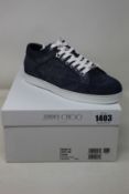 A pair of as new Jimmy Choo Miami denim printed suede sneakers (EU 36).