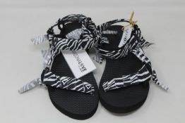 Three pairs of Arizona Love Trekky zebra print sandals (Size 39 - RRP £44 each).