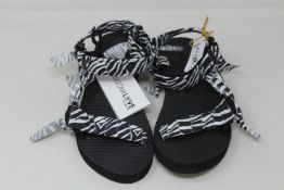 Three pairs of Arizona Love Trekky zebra print sandals (Size 39 - RRP £44 each).