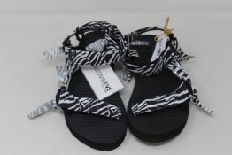 Three pairs of Arizona Love Trekky zebra print sandals (Size 40 - RRP £44 each).