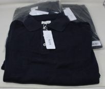 Three as new Sirplus navy organic cotton long sleeve polo shirts (All M - RRP £95 each).