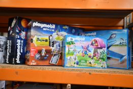 Five boxes of Playmobil: Space - Mars Mission (9488), Space - Mars Space Station (9487), Family