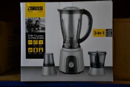 A new Zanussi Grey 3 in 1 blender, chopper, grinder (ZBL 853GC).