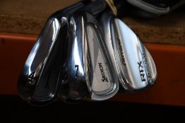 Four pre-owned Srixon Z765 4,5,6 and 7 irons with no grips and a pre-owned Cleveland RTX Zipcore