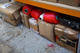 A miscellaneous assortment of yarn, thread and related items.