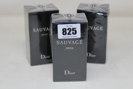 Three as new Dior Sauvage eau de parfum (4 x 60ml) (Two boxes with cosmetic damage).