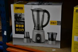 A new Zanussi Grey 3 in 1 blender, chopper, grinder (ZBL 853GC).
