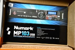 A boxed as new Numark MP103 USB Professional MP3/USB CD Player.