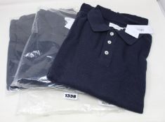 Three as new Sirplus navy organic cotton long sleeve polo shirts (All M - RRP £95 each).