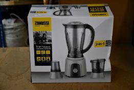 A new Zanussi Grey 3 in 1 blender, chopper, grinder (ZBL 853GC).