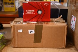 Six boxes of Callaway Chrome Soft golf balls (12 items per box).