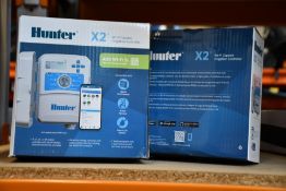 Two boxed as new Hunter 14 station Wi-Fi capable irrigation controllers.