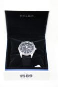 A boxed as new Seiko 5 Sports Japan Made Black Nylon Strap SNZG15J1 watch.