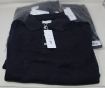 Three as new Sirplus navy organic cotton long sleeve polo shirts (All M - RRP £95 each).