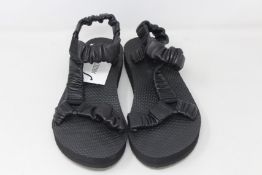 Five pairs of Arizona Love black leather sandals (Sizes 40 - RRP £73 each).
