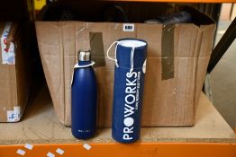 A quantity of Proworks 1ltr Stainless Steel Water Bottles - Midnight Blue Edition (Approximately