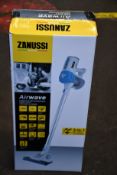 A new Zanussi Airwave Blue cordless rechargeable 130W, 1Ltr 3 in 1 hand stick vacuum cleaner (ZHS-