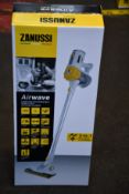 A new Zanussi Airwave Yellow cordless rechargeable 130W, 1Ltr 3 in 1 hand stick vacuum cleaner (
