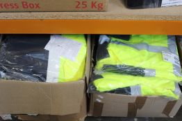 Fifteen as new Leo Workwear hi-viz polo shirts (Assorted sizes) and six hi-viz anoraks.
