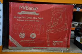 A My Babiie Group 0+/1 Orbit (Spin) car seat (Suitable from birth to 18kg).